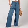 thumbnail image 1 of WILLBEST Pantalones Casuales de Mujer con Cintura Alta y Pierna Ancha para Uso Diario, Actividades al Aire Libre y Comodidad En el Hogar con Un Diseño Arrugado Único. Chica, 1 of 4
