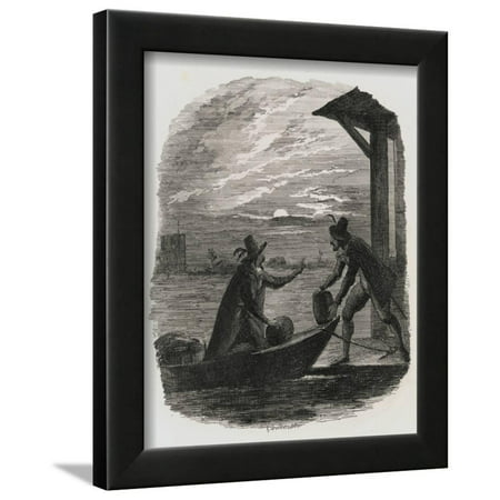 Guy Fawkes and Catesby Exporting Gun Powder under Moonlight Framed Print Wall