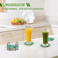 thumbnail image 6 of Yayeee 6 PCS Drink Coasters with Holder Set Woven Absorbent Round Tabletop Hot Pad, Green Cat, 6 of 7