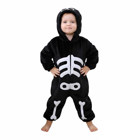 Baby for Boys Hooded Jumpsuit Skeleton Girls Dress up Clothes Kids Halloween 9-12 Months