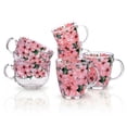 thumbnail image 6 of STP GOODS Sakura Glass Mug Set of 4 pcs 11.8 fl oz (350 ml) Tea Mugs for Hot Beverages Coffee and Tea Mugs for Latte Cocoa Chocolate Glass Drinkware, Service for 4, Pink Green Clear, 6 of 6