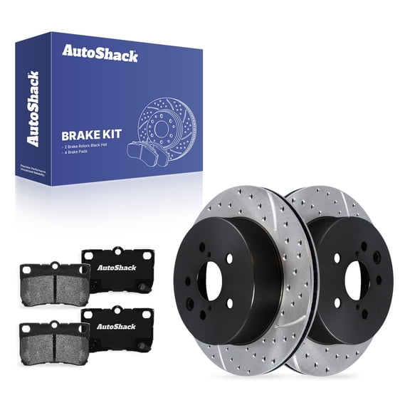 AutoShack Rear Vented Drilled & Slotted E-Coated Brake Rotors   Ceramic Pads 6-PC Brake Kit Replacement for 2010-2013 Lexus IS250 2007-2011 Lexus GS350 ShadowGuard 12.2" (310 mm)