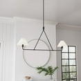 thumbnail image 4 of Modern 2-Light Kitchen Island Lighting 46.45 inch Matte Black Linear Chandelier with Fabric Shade Classic Farmhouse Pendant Lights Over Table for Dining Room Bar E12, 4 of 7