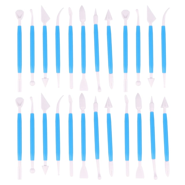 Clay Sculpture Tools 3 Sets/Total 24pcs Clay Sculpting Set Plastic Pottery Sculpting Carving Tool Molding Shaping Tools (Blue)