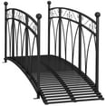 thumbnail image 3 of 96"x26.5"x35" Garden Bridge, Black Steel, Vintage Curved Frame with Scrollwork & Side Rails, 3 of 7