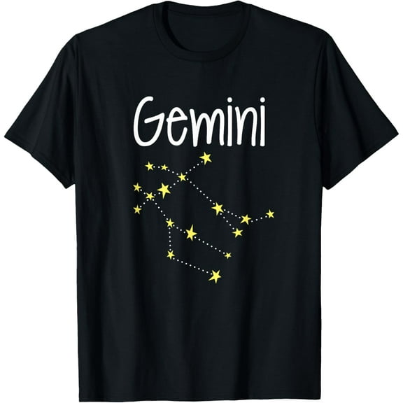 Gemini Zodiac Sign Constellation Mens Womens Birthday T-Shirt Tops Tee