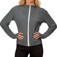 thumbnail image 4 of Stichou Women's Plus Size Sun Shirts Full Zip Long Sleeve Shirt Hiking Workout Athletic Thumb Holes Clothing Gray 4XL, 4 of 6