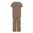 thumbnail image 4 of PENGXIANG Ensemble d'Été 2 Pcs pour Femmes, Ensemble Décontracté, Couleur Unie, Col Rond, Pantalon Large, 4 of 6