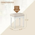thumbnail image 3 of Upholstered Fabric Vanity Bench Seat, Makeup Stools for Vanity, Square Tufted Ottoman Bench with Carved White Legs for Bedroom Living Room, Linen Color, 3 of 12