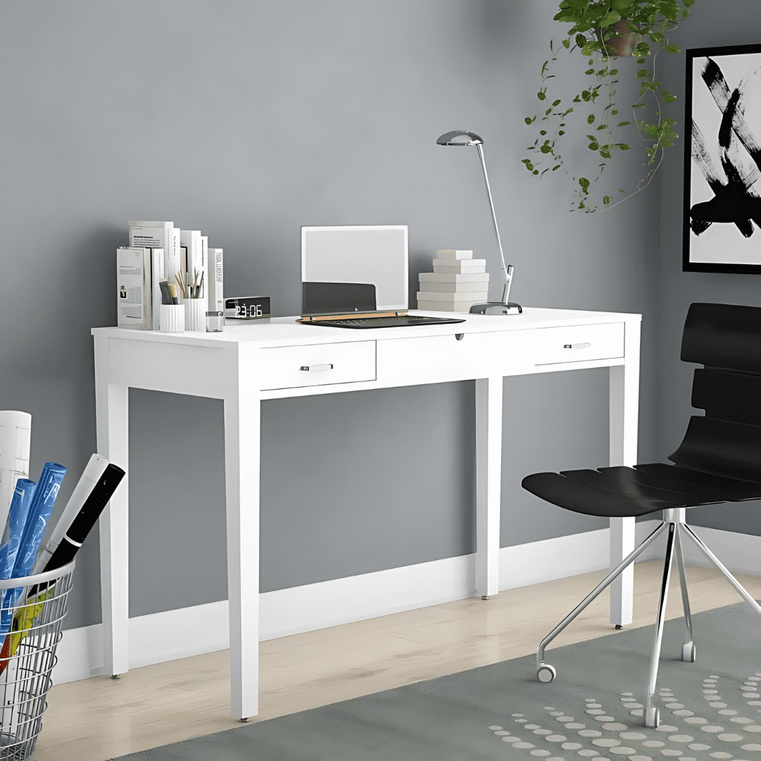Hives & Honey Ainsley Vanity Desk with Make-Up organizer & integrated USB & power outlet, White
