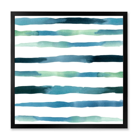 Designart 'Dark Blue Verticals Aquatic ' Modern Framed Art Print