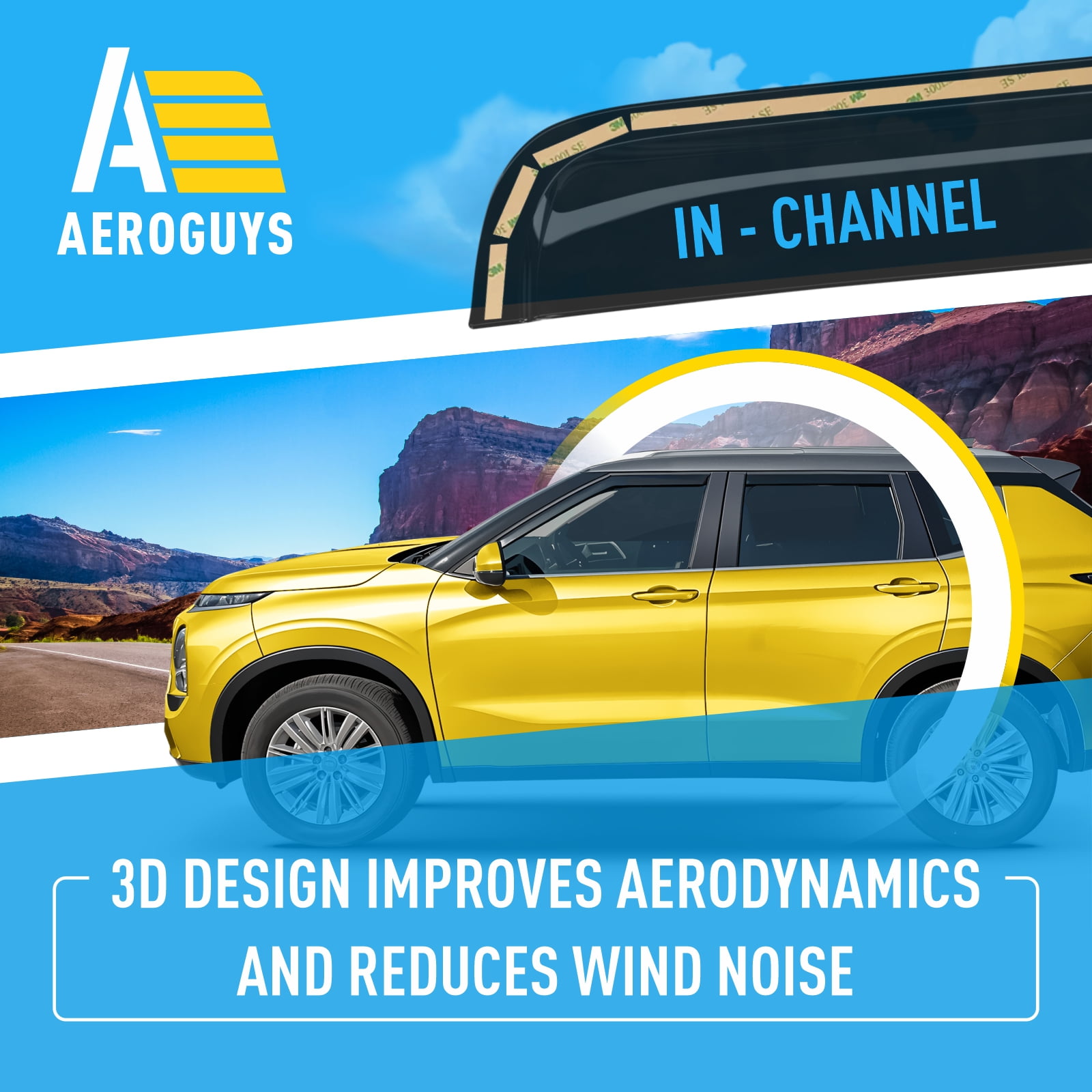 AEROGUYS Extra Durable Window Deflectors In-Channel Window Visors Rain Guards Fit for Mitsubishi Outlander 2022-2026, Sun Visors, Wind VentVisors, Exterior Car Accessories - 4 pcs. AG0848