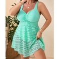 thumbnail image 4 of Sevevn Women's Plus Size Swim Dress V Neck Ruched Lace One Piece Swimsuit with Briefs Green 2XL, 4 of 8