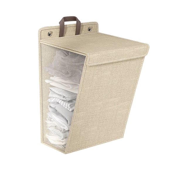 Advancent Cesta adhesiva plegable para la colada, fácil almacenamiento y fijación segura a las paredes, tela resistente Almacenamiento y organización del hogar Beige 56*39*13cm