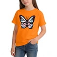 thumbnail image 4 of Girls Butterfly Graphic Tee Short Sleeve T-Shirt 100% Cotton Soft Crewneck Cute Summer Tops for Kids Kids Big Girl Orange,Size 10-12 T, 4 of 5