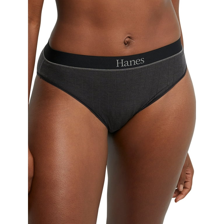 Hanes Originals Women's Hi-Leg Underwear, Soft & Stretchy Ribbed Blend,  3-Pack 