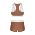 thumbnail image 5 of IYYVV Women Two Piece Athletic Swimsuits High Waisted Bikini Set Sporty Crop Top with Boy Shorts Bathing Suits Coffee L, 5 of 7
