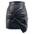 thumbnail image 4 of HJYCHN Mini Skirts for Women Stylish Imitation Skirt with Pleated Detail and Bodycon Fit Modern Wardrobe Staple Leather Skirt Black M, 4 of 9