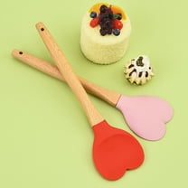 unbranded 3pcs Large Spoons For Cooking Heart Shaped Spatula Black For Baking And Mixing