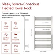Heated Towel Warmer for Bathroom - Brushed Towel Warmer Rack, Wall-Mounted Heated Towel Rack and Dryer with 10 Stainless Steel Bars, Hardwired Electric Bath Towel Heater 120V, Grande
