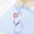 thumbnail image 2 of Anillo de perla de gato de cristal rosa chapado en plata, regalo de joyería ajustable para mujeres y niñas, 1 pieza JAMW Sencillez, 2 of 5