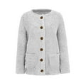 thumbnail image 3 of JIANJIA Womens Coats and Jackets Solid Color Casual Plus Size Plush Pockets Buttons Cardigan autumn winter outerwear Activewear, 3 of 6