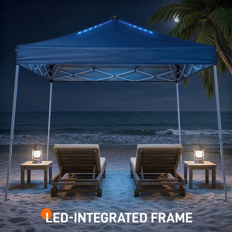 Ktaxon, 10x10 Ez Pop Up Canopy Tent, UPF50+, Built-in LED Lights