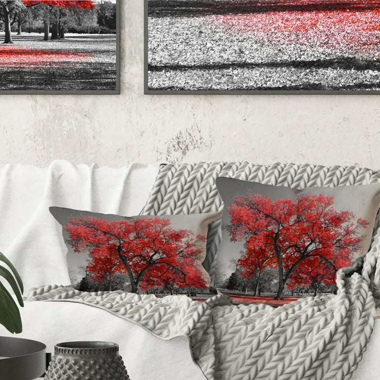 Designart Giant Tree with Woman - Abstract Throw Pillow - 12x20