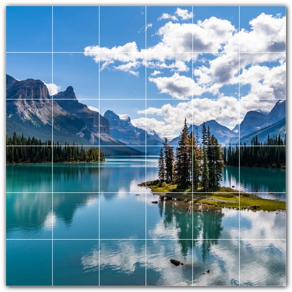 Picture-Tiles.com: Lakes Ceramic Tile Wall Mural WAL500792-66XL. 72"W x 72"H using (36) 12" x 12" Ceramic Tiles-Satin Finish