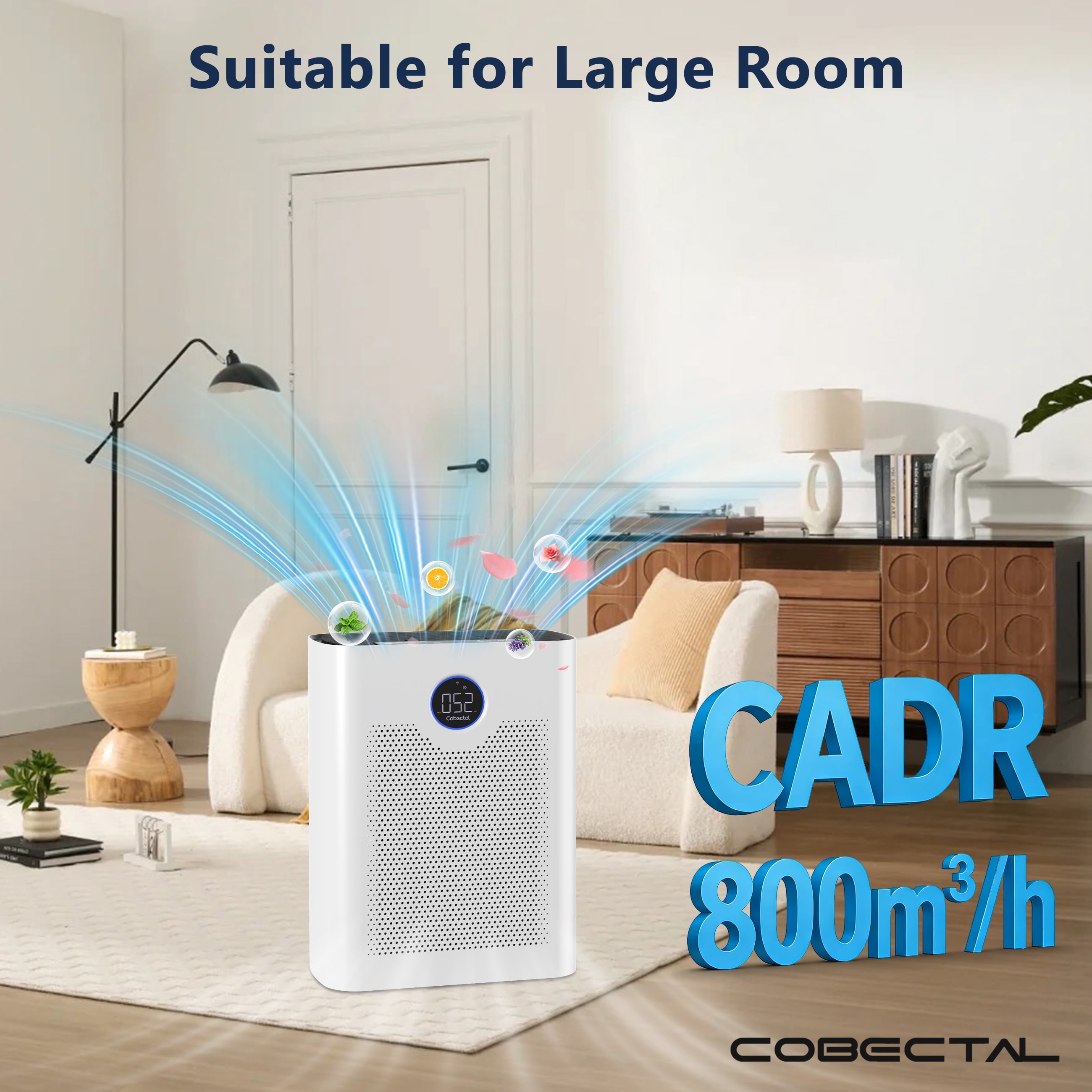 Cobectal ZQA-8000A Air Purifiers for Home,H14 Large Air Purifier Suitable for Pet,White