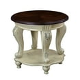 thumbnail image 6 of Hassch Antique 2-Tier Round End Table with Espresso MDF Wood Veneer Top and Beige Solid Rubber Wood Legs, Safe Rounded Corners, Small Space Side Table, 22" Dia x 20.5"H, 6 of 9