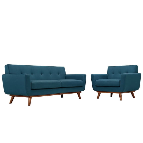 Modway Engage Armchair and Loveseat Set of 2 in Azure