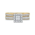 thumbnail image 2 of Diamond Princess 14kt Yellow Gold Princess Diamond Halo Bridal Wedding Ring Band Set 1/2 Cttw, 2 of 4