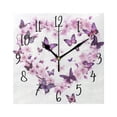 thumbnail image 6 of WOBOGO Purple Butterfly Pink Floral Wall Clock 7.78 Inch Battery Operated Silent Unit Square Rustic Vintage Style for Home Bedroom Office Gold Pointer, 6 of 8