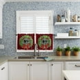 thumbnail image 3 of Kitchen Curtains and Valance Set of 2 - Christmas Red and Black Plaid Wreath Red Bow Curtains Semi Sheer Curtains for Living Room - Rod Pocket Valances for Windows (27.5"x24"), 3 of 5