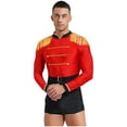thumbnail image 3 of TiaoBug Men Circus Ringmaster Jumpsuit Fringe Bodysuit Showman Lion Tamer Halloween Leotard Red XXL, 3 of 6