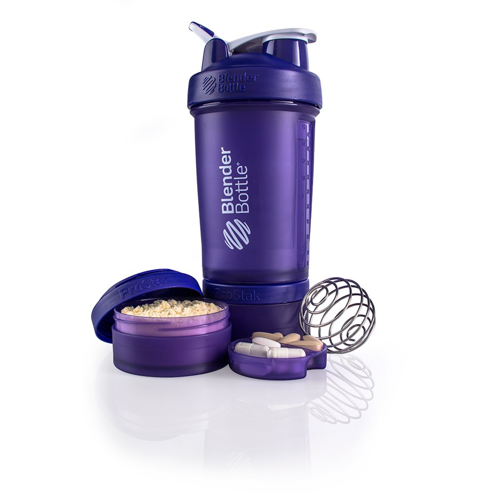 BlenderBottle 22oz ProStak Shaker Cup with 2 Storage Jars FC Purple