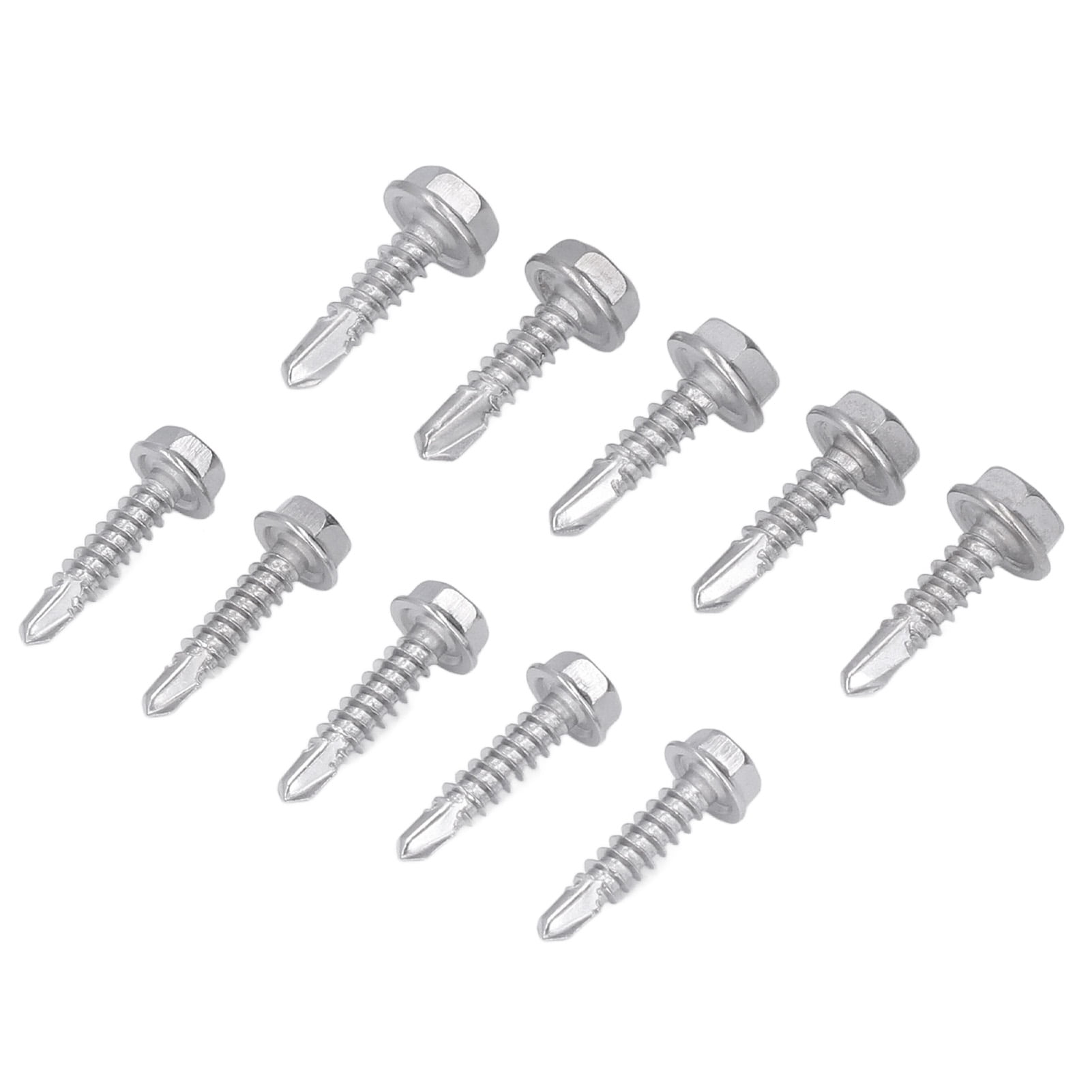 Fyydes 100 Pcs Self Drilling Screw 4.2x19mm 4.8x19mm 401 Stainless Steel Hex Self Tapping Screws