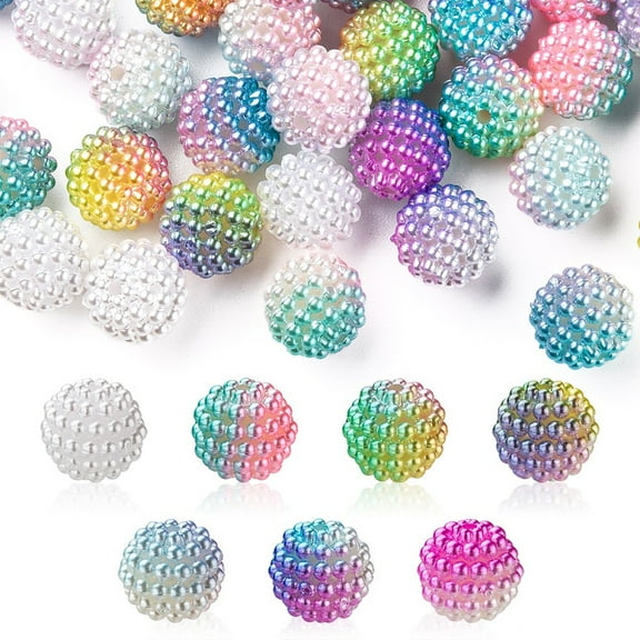Imitation Pearl Acrylic Beads Berry Beads Combined Beads Round Mixed Color 12mm Hole: 1mm about 50pcs/bag