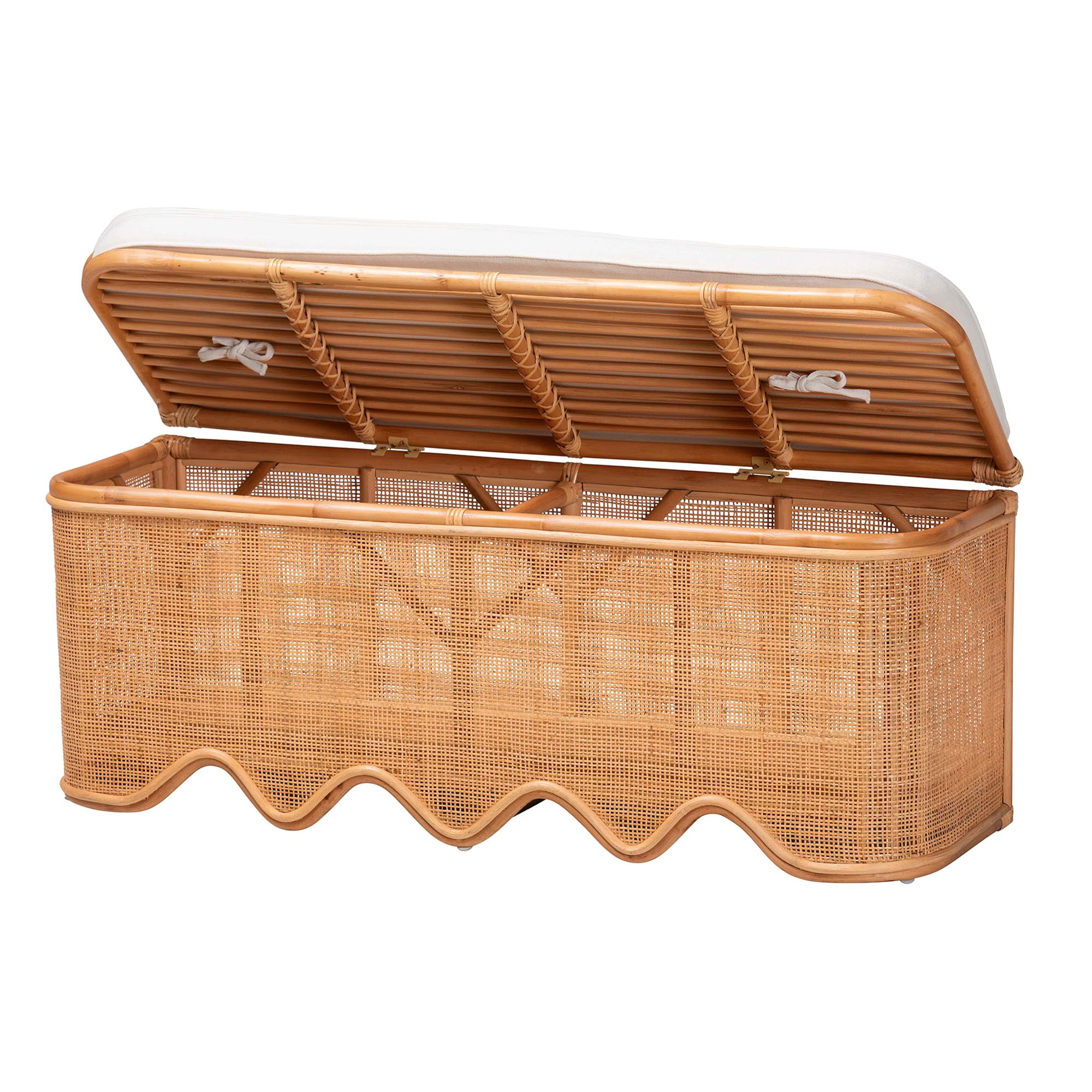 bali & pari Rivka Boho Storage Bench, Light Honey