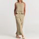 thumbnail image 4 of Puntoco 2 piezas moda mujer cuello redondo sólido sin mangas blusa + bolsillos sueltos pantalones conjuntos liquidación Puntoco Puntoco-2067, 4 of 9