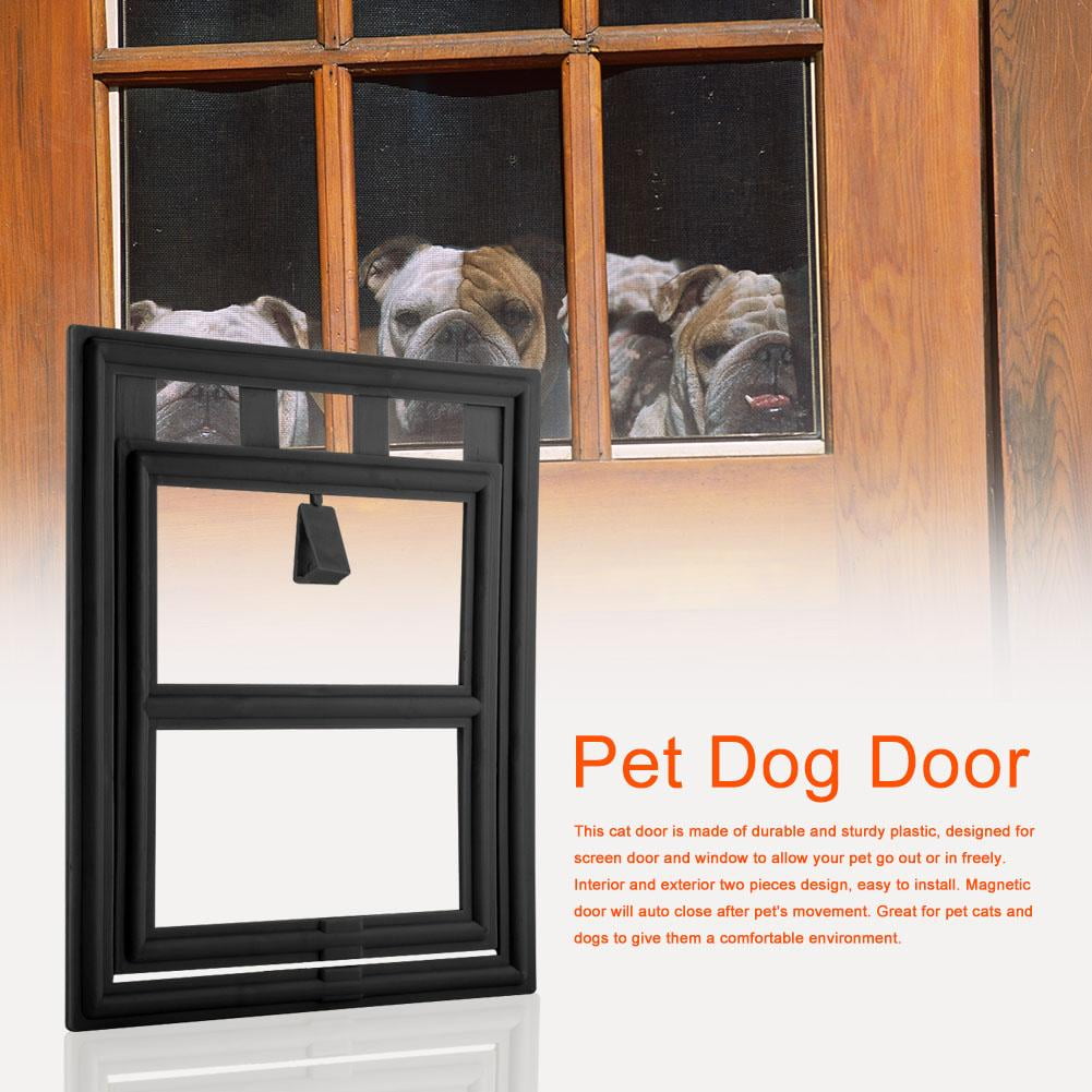 Hurrise Cat Door Cat Door For Screen Window Plastic Pet Dog Puppy Cat Door Magnetic Locking Safe Flap For Screen Window Gate