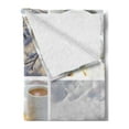 thumbnail image 2 of Winter Soft Flannel Fleece Throw Blanket, Snowy Morning with Sleeping Cat Coffee Donuts Icy Tree Branch Comfort Collage Art, Cozy Plush for Indoor and Outdoor Use, 50" x 70", Multicolor, by Ambesonne, 2 of 5