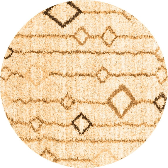 Ahgly Company Indoor Round Solid Orange Modern Area Rugs, 6' Round
