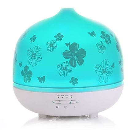 ISELECTOR 500ml Glass Aromatherapy Essential Oil Diffuser with 7 Changing LED Colors and Waterless Auto Shut-off - White