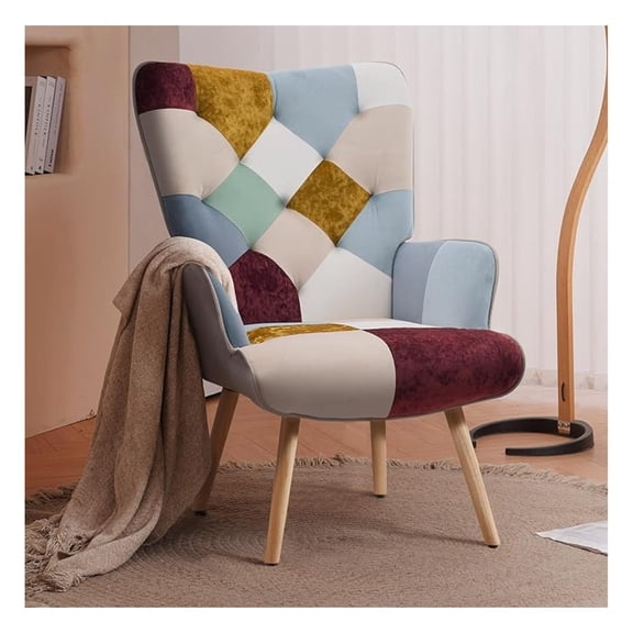 Living Room Accent Chair Modern High Back Arm Chair, Golden Burgundy Bohemian Style Chairs for Bedroom Waiting Room