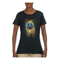 thumbnail image 2 of Bear Painting Splatter Abstract Art Animal Lover Womens Graphic T-Shirt, Black, Small, 2 of 3