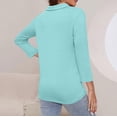 thumbnail image 5 of Lumtrix Women'S V Neck 3/4 Sleeve Tops Quarter Zip Collared Shirts Summer Tees Dressy Casual Top Light Blue M, 5 of 7