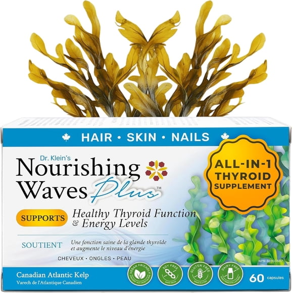 Nourishing Waves Plus - Biotin Hair Growth, Skin and Nails Vitamins for Women & Men with Selenium, Magnesium Bisglycinate, Vitamin C & B, Kelp for Energy Levels & Thyroid Support- 60 Capsules (1 Pack)