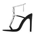 thumbnail image 5 of Women's Stiletto High Heel Sandals Sparkly Rhinestone Strappy Gladiator Sexy Pointed Open Toe Dressy Shoes Black Size 8, 5 of 5